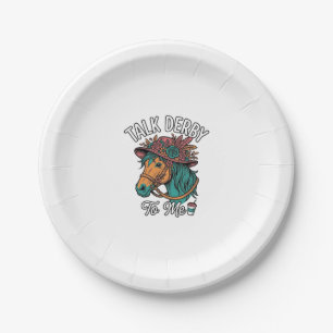 Talk Derby Horse Vintage Engraving Design Paper Plate