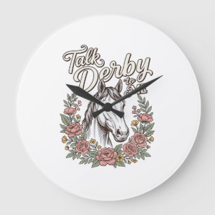 Talk Derby To Me Floral Horse Vintage Shirt_1 Large Clock