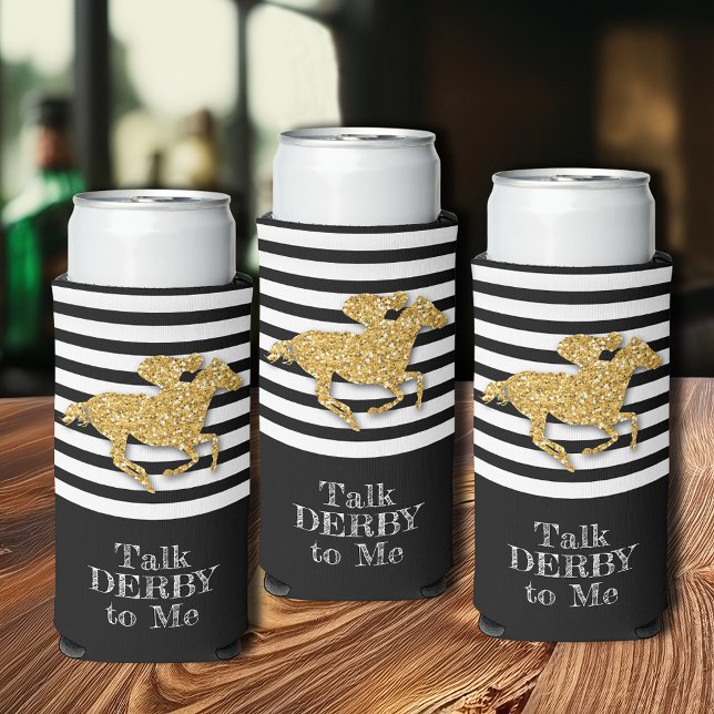 Talk Derby to Me Gold Racehorse Seltzer Can Cooler (Creator Uploaded)