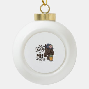 Talk Derby to Me Horse Vintage Engraving Shirt_1 Ceramic Ball Christmas Ornament