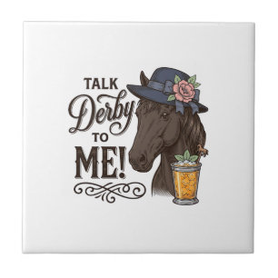 Talk Derby to Me Horse Vintage Engraving Shirt_1 Ceramic Tile