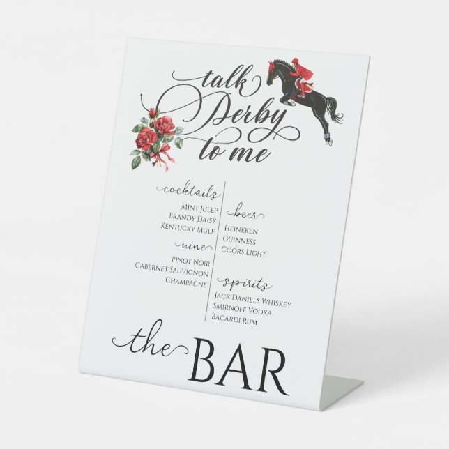 Talk Derby To Me Party Race Horse Equestrian Bar Pedestal Sign (Front)