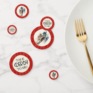 Talk Derby to Me Racehorses and Jockeys Red Confetti