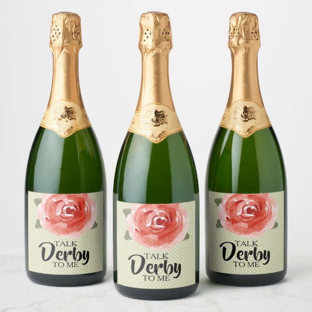 Talk Derby to Me Red Rose Floral Sparkling Wine Label (Bottles)