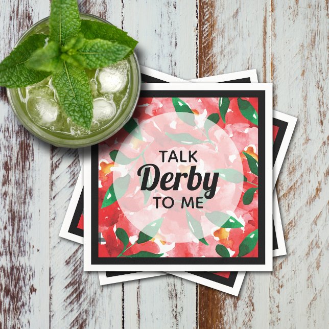 Talk Derby to Me Red Roses Floral Napkin (Talk Derby to Me on red roses collage floral cocktail napkins)