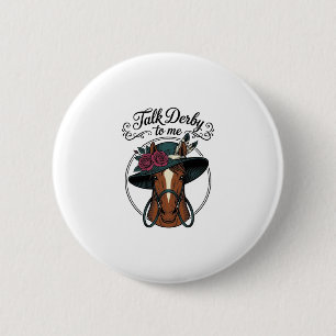 Talk Derby To Me Vintage Horse Hat Design 6 Cm Round Badge