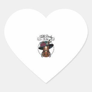 Talk Derby To Me Vintage Horse Hat Design Heart Sticker