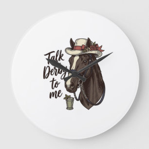 Talk Derby To Me Vintage Horse Racing Shirt Design Large Clock