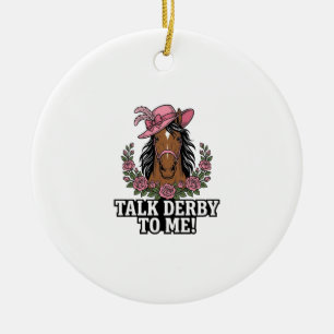 Talk Derby To Me Vintage Horse Rose Derby Design Ceramic Ornament