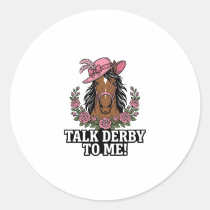 Talk Derby To Me Vintage Horse Rose Derby Design Classic Round Sticker