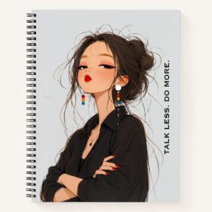 Talk Less Do More Aesthetic Attitude Girl Notebook