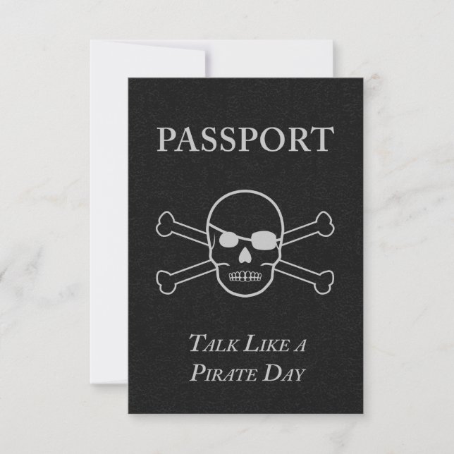 talk like a pirate day passport invitation (Front)
