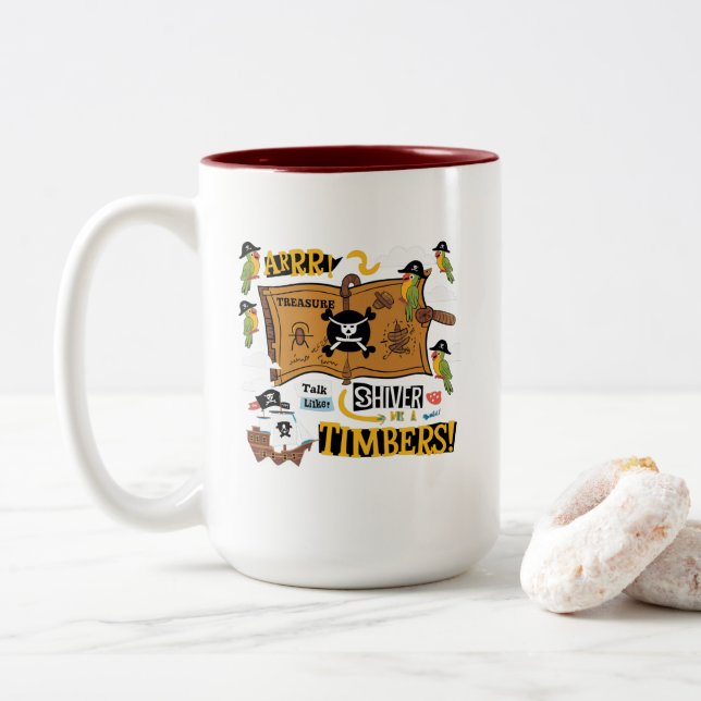Talk Like a Pirate Day Two-Tone Coffee Mug (With Donut)