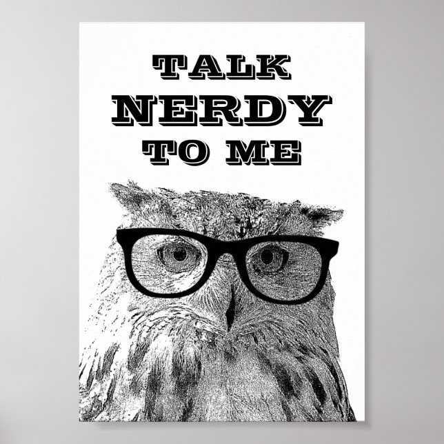 Talk nerdy to me | Funny quote owl poster (Front)