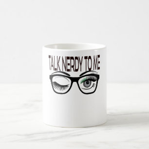 Talk Nerdy To Me Geek Glasses Winking Eye Green Coffee Mug