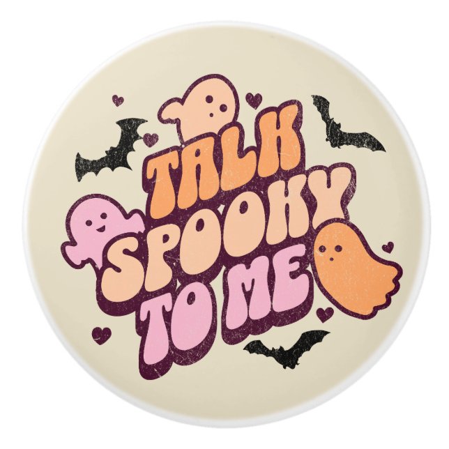 Talk spooky to me ceramic knob (Front)