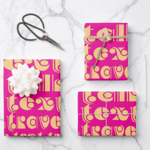 Talk Text Travel Hot Pink Gift Wrapping Paper Sheet