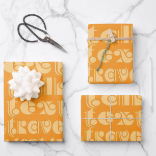 Talk Text Travel Orange Gift Wrapping Paper Sheet