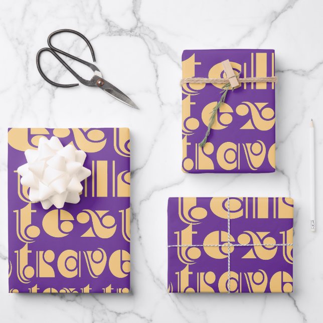 Talk Text Travel Purple Gift      Wrapping Paper Sheet (Front)