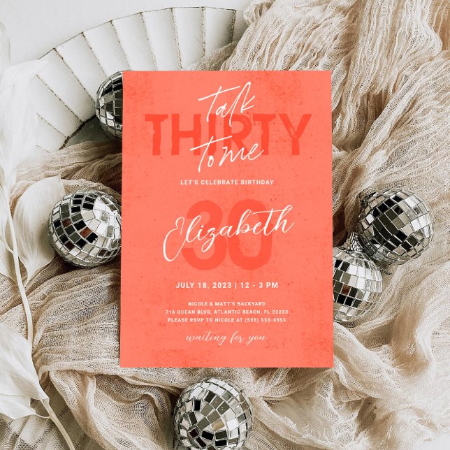 Talk Thirty To Me 30th Birthday Invitation Card (Creator Uploaded)
