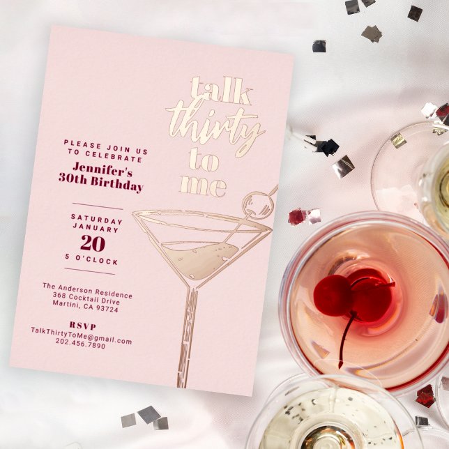 Talk Thirty To Me Birthday Cocktail Party Pink (Creator Uploaded)