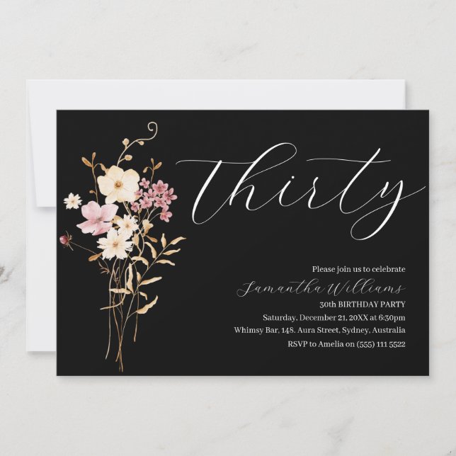 Talk Thirty to me Black 30th birthday invitation (Front)