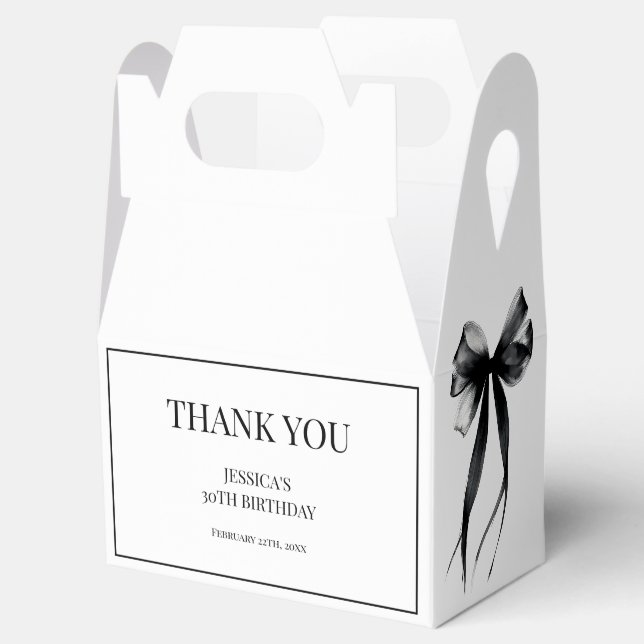 Talk Thirty to Me Black Bow 30th Birthday Party Favour Box (Opened)