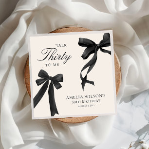 Talk Thirty to Me Black Bow 30th Birthday Party Napkin