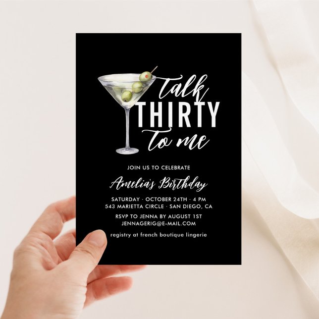 Talk Thirty To Me Dirty Martini 30th Birthday Invitation (Creator Uploaded)