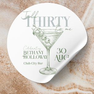 Talk Thirty To Me Martini Cocktail 30th Birthday Classic Round Sticker