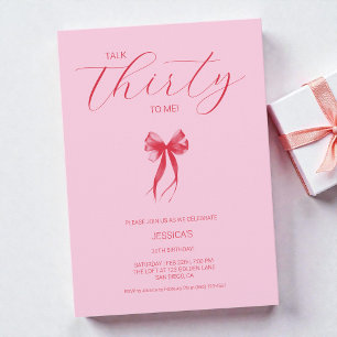 Talk Thirty To Me Pink Elegant 30th Birthday Party Invitation