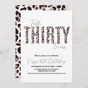 Talk Thirty to Me Snow Leopard Chic Women Birthday Invitation