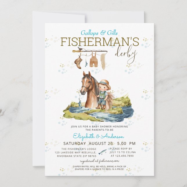 Talk to Me Rustic Fisherman's Derby Baby Shower  Invitation (Front)