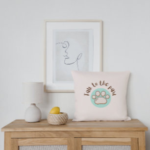 Talk to the paw illustrated minimalistic cat cushion