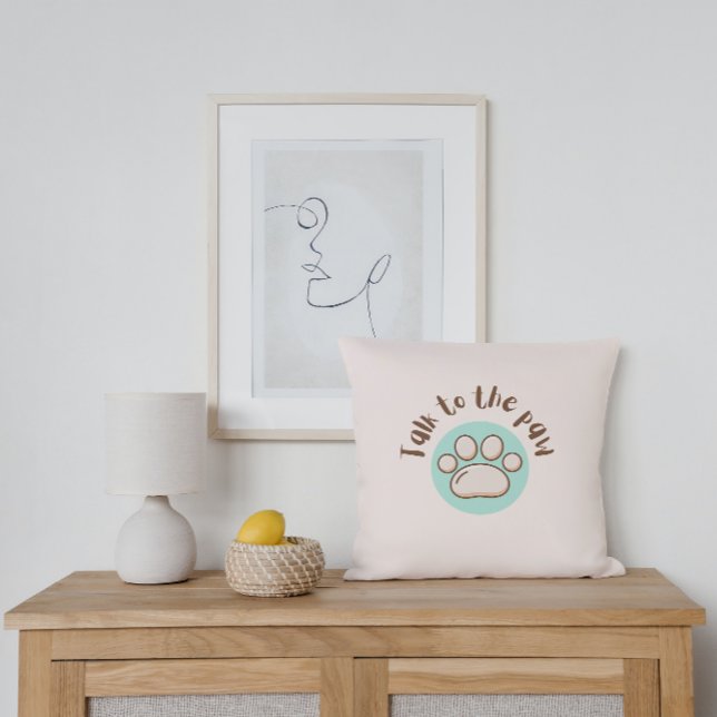 Talk to the paw illustrated minimalistic cat cushion (Creator Uploaded)