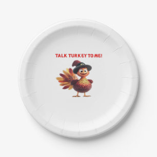 Talk Turkey To Me Funny Thanksgiving Design Classi Paper Plate