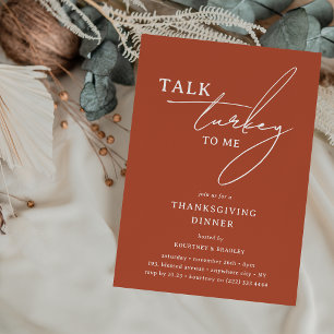 Talk Turkey to Me Modern Thanksgiving Dinner Invitation