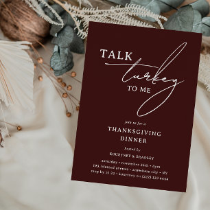 Talk Turkey to Me Modern Thanksgiving Dinner Invitation