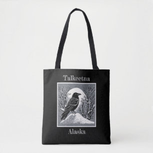 Talkeetna Alaska Raven in Snow Tote Bag