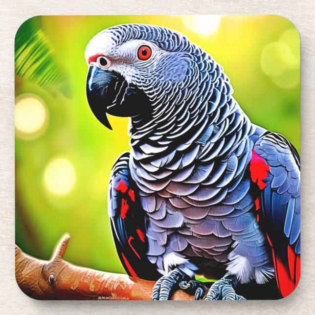 Talking African Grey Parrot Coaster (Front)