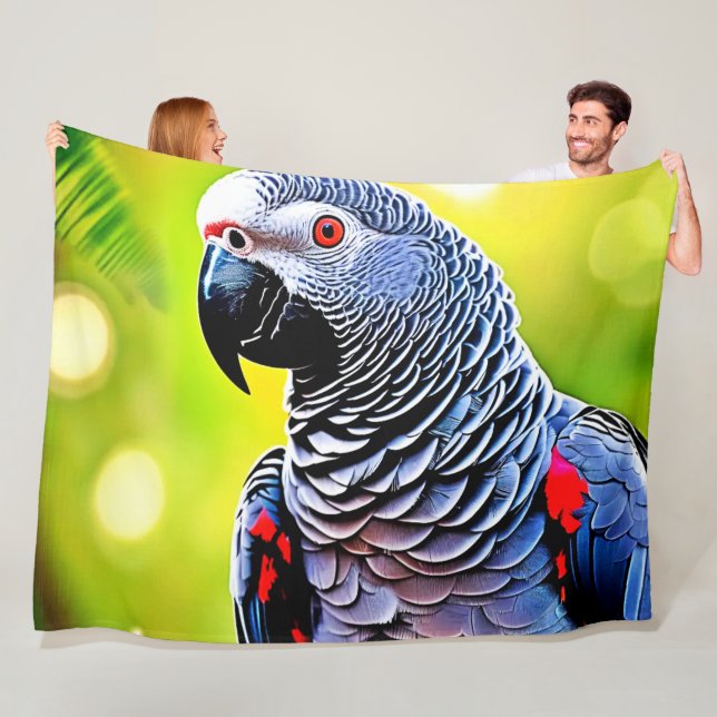 Talking African Grey Parrot Fleece Blanket (In Situ)