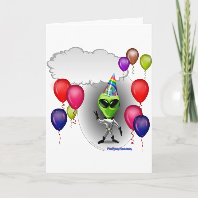 Talking Birthday Party Alien Card (Front)