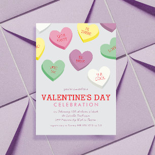 Talking Candy Heart Valentine Day Party Invitation