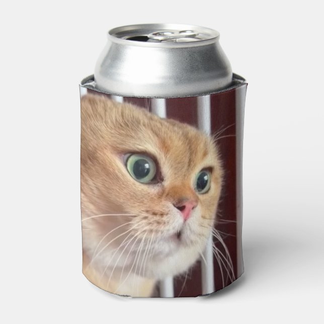Talking Cats Meme Double Sided Black Can Cooler (Can Front)