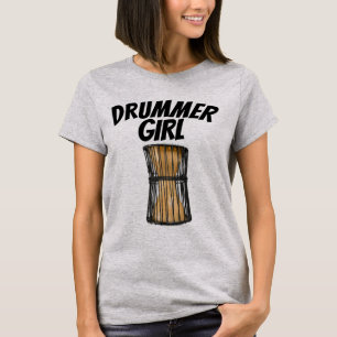 TALKING DRUM LADIES DRUMMER GIRL T-SHIRTS