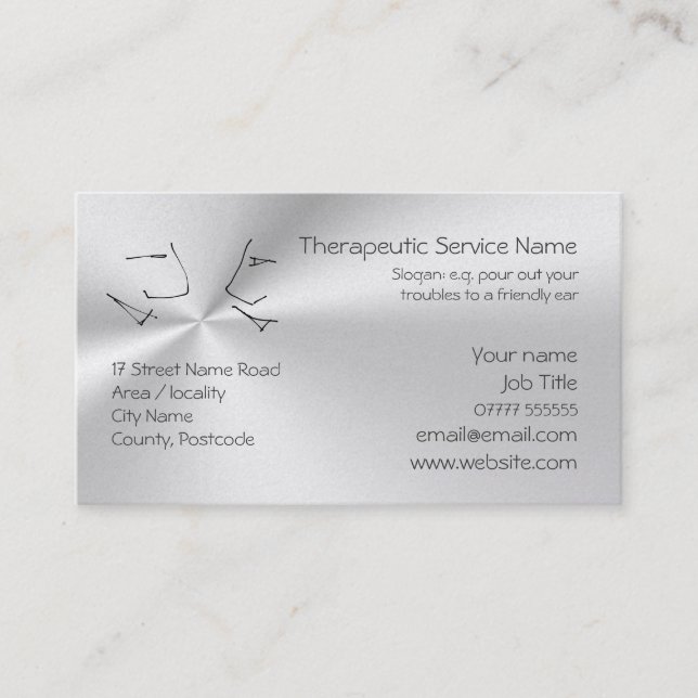 Talking Heads, line-art logo of a therapy session Business Card (Front)