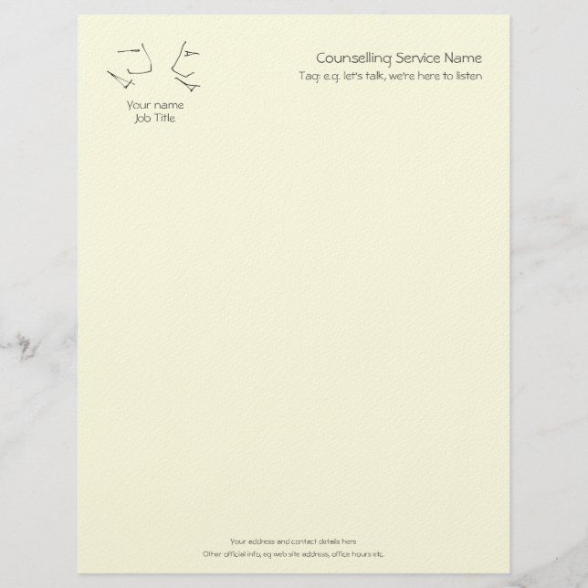 Talking Heads, line-art logo of two heads talking Customised Letterhead (Front)