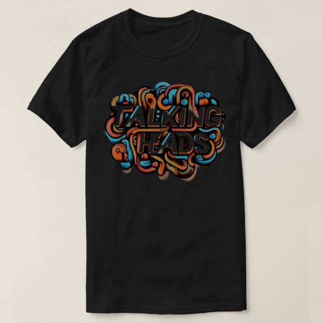 Talking Heads Typography Design T-Shirt (Design Front)