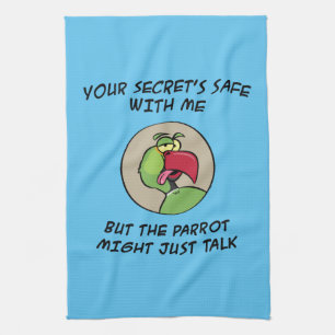 Talking Indian Ringneck Parrot Tea Towel