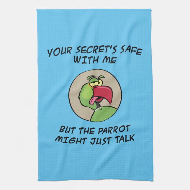 Talking Indian Ringneck Parrot Tea Towel (Vertical)